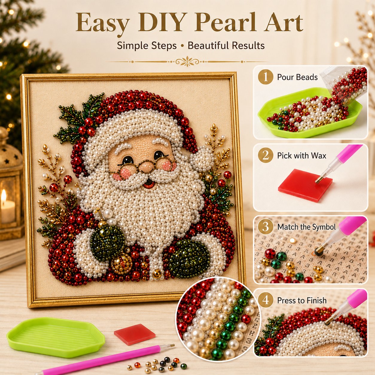🧘Rilassante e adatto ai principianti - 🎨💎Kit fai da te per pittura a diamante con perle natalizie