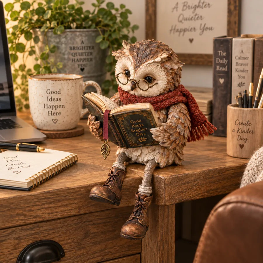 🦉 Statuetta di gufo che legge
