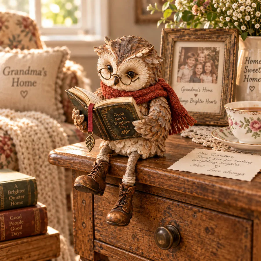 🦉 Statuetta di gufo che legge