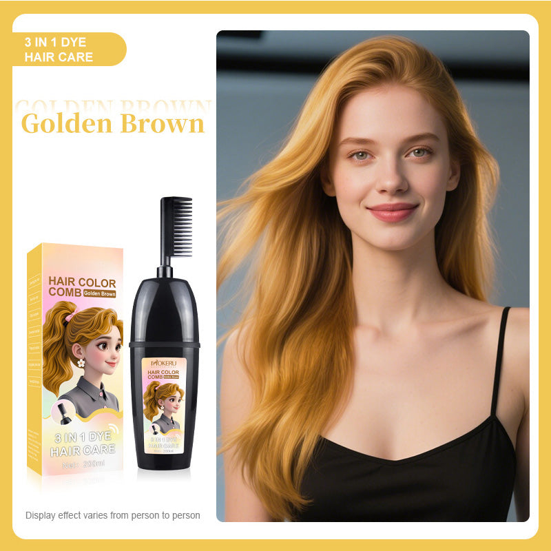 🧴 Pettine colorante per capelli 3-in-1 alle erbe | Colorazione facile a casa con spazzola integrata