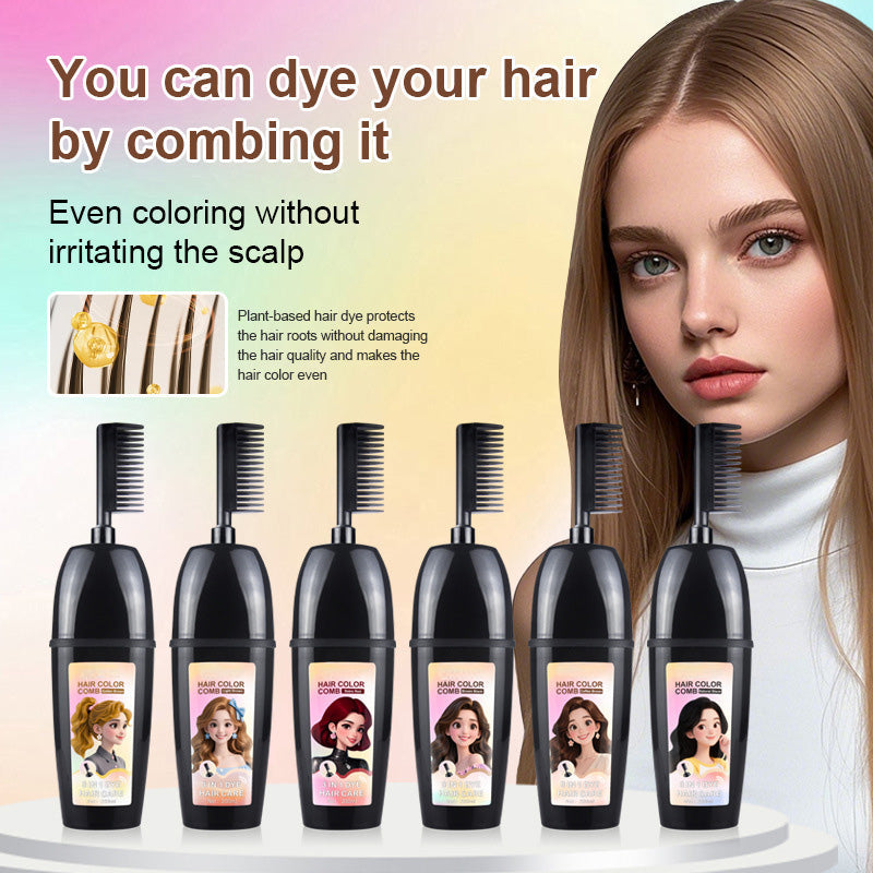 🧴 Pettine colorante per capelli 3-in-1 alle erbe | Colorazione facile a casa con spazzola integrata