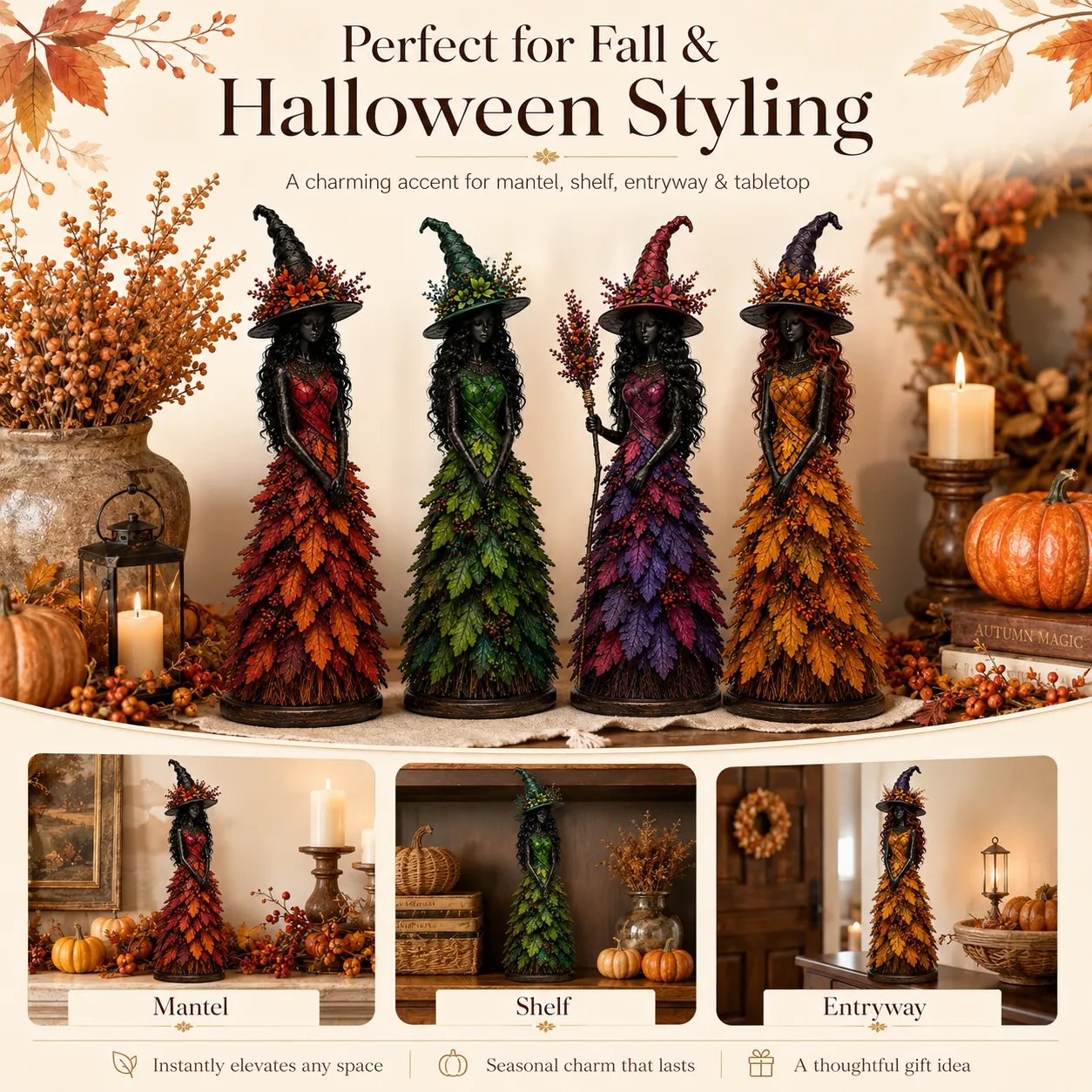 💥ULTIMO GIORNO SCONTO DEL 50% - 🧙 Statuetta Strega Autunno Incantato (📦Acquista 3, spedizione gratuita)