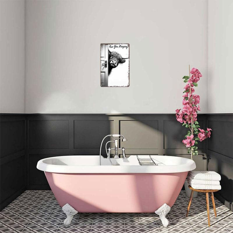 🐄 Il visitatore impertinente: Cartello vintage con mucca delle Highlands