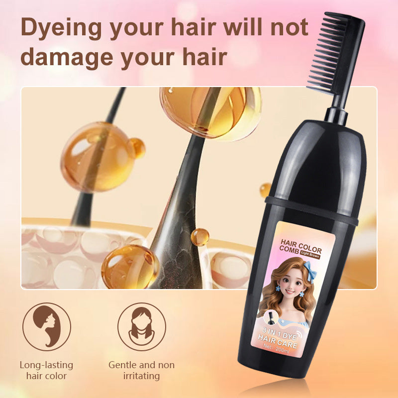 🧴 Pettine colorante per capelli 3-in-1 alle erbe | Colorazione facile a casa con spazzola integrata