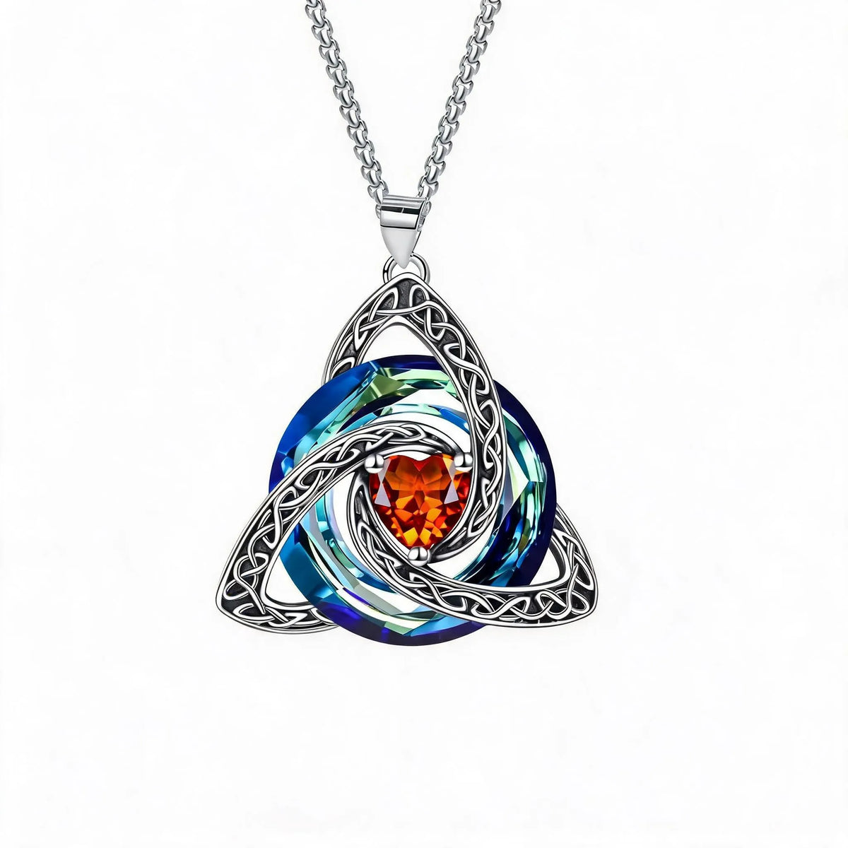 Collana con nodo della Trinità celtico e pietra portafortuna ✨