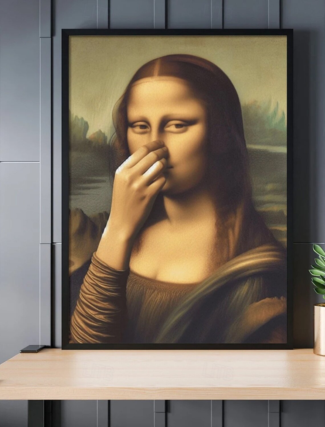 Decorazione artistica che imita la Gioconda, divertente decorazione vintage per la stanza da bagno