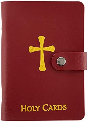 ✝️ Porta santini cattolico in vera pelle – Organizer tascabile per santini con chiusura a scatto
