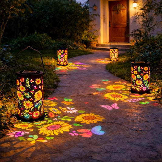 🌞 Lanterna da giardino solare e colorata, con effetto luminoso a girasole