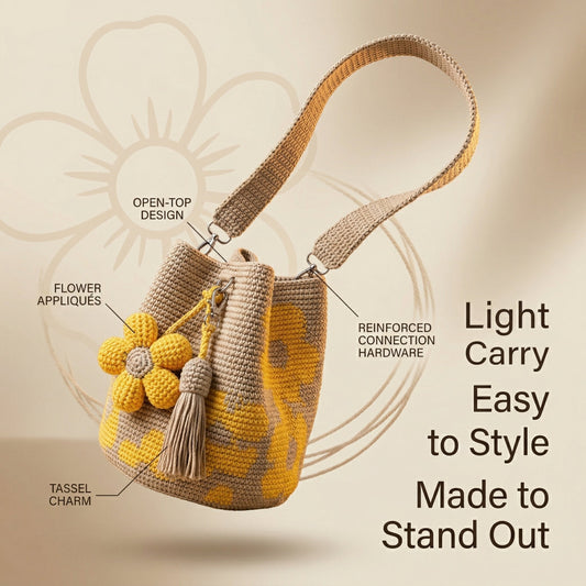 Borsa tote all'uncinetto con fiori, realizzata a mano 🌼✨