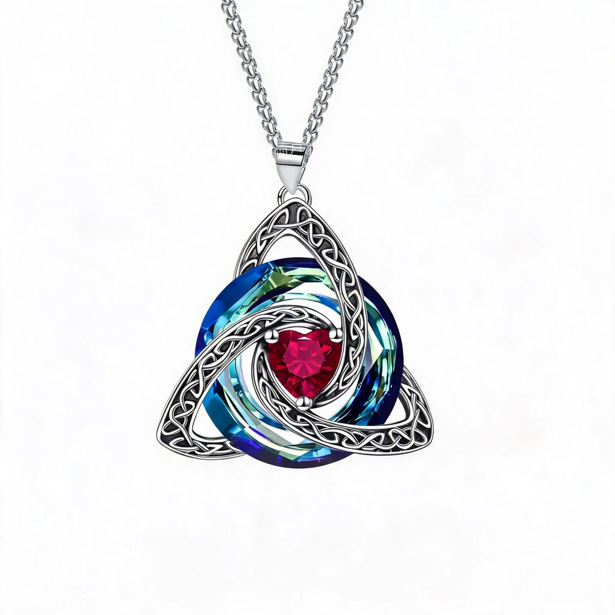 Collana con nodo della Trinità celtico e pietra portafortuna ✨
