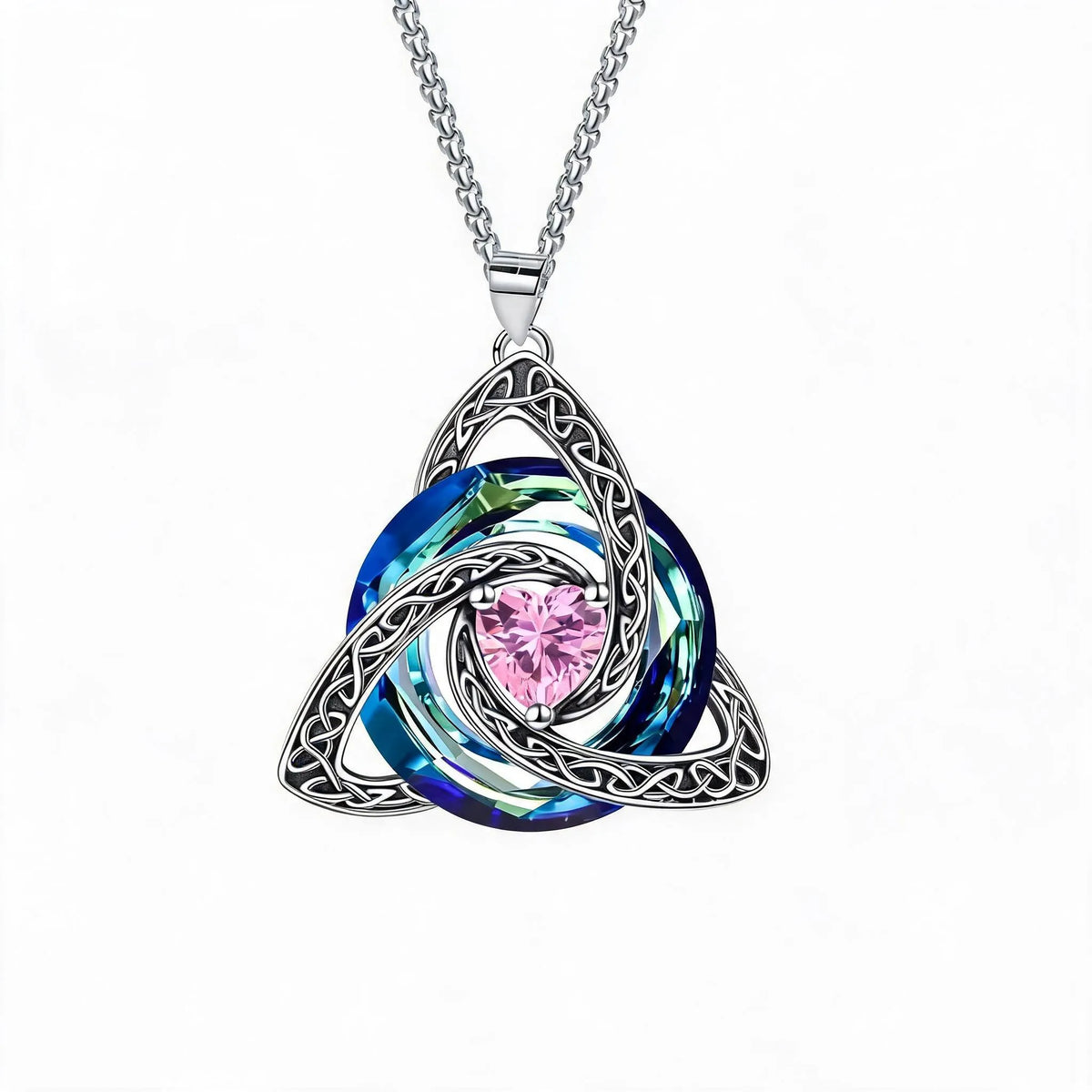 Collana con nodo della Trinità celtico e pietra portafortuna ✨