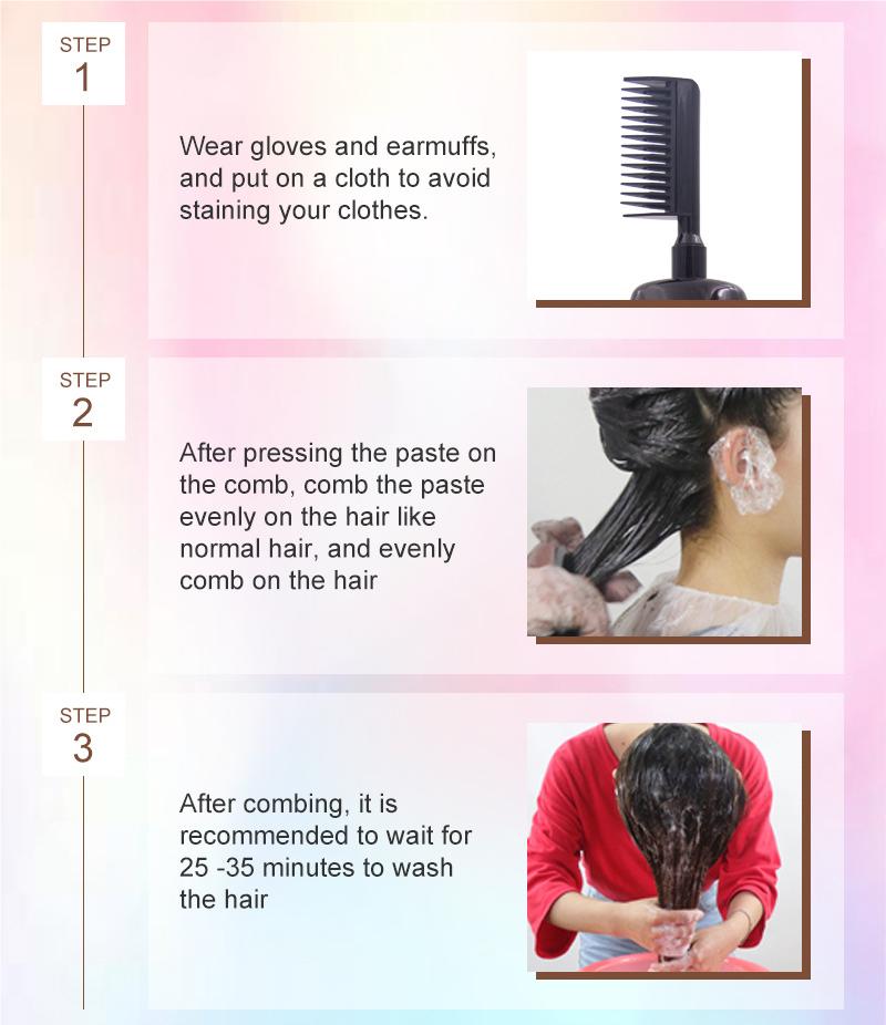 🧴 Pettine colorante per capelli 3-in-1 alle erbe | Colorazione facile a casa con spazzola integrata