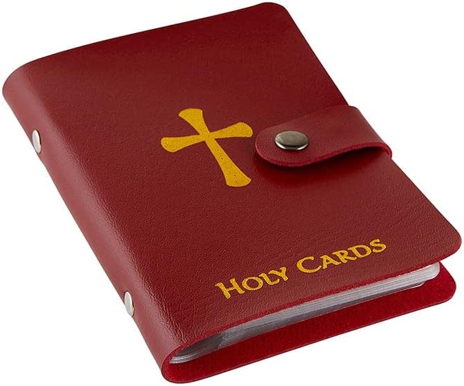 ✝️ Porta santini cattolico in vera pelle – Organizer tascabile per santini con chiusura a scatto