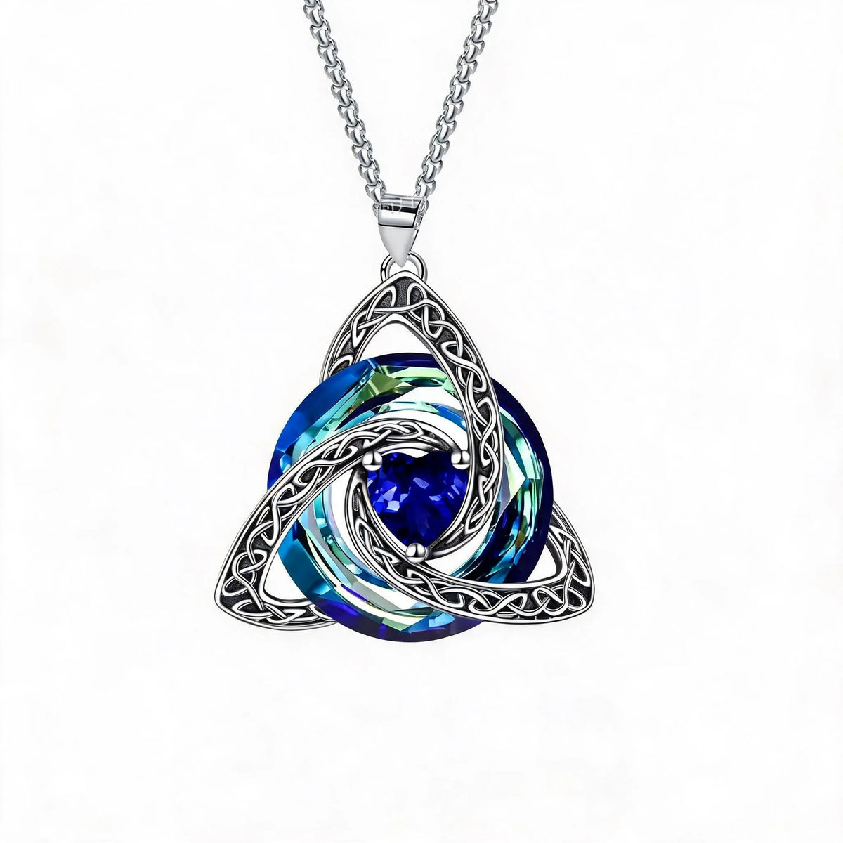Collana con nodo della Trinità celtico e pietra portafortuna ✨