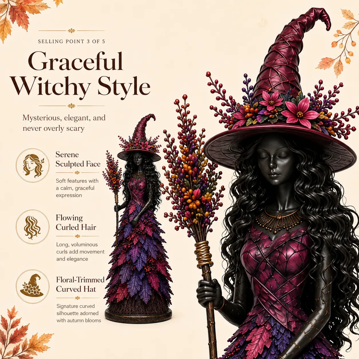 💥ULTIMO GIORNO SCONTO DEL 50% - 🧙 Statuetta Strega Autunno Incantato (📦Acquista 3, spedizione gratuita)