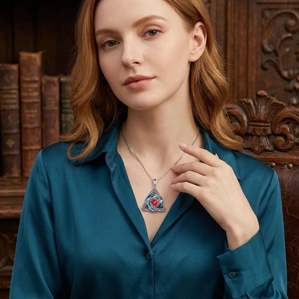Collana con nodo della Trinità celtico e pietra portafortuna ✨