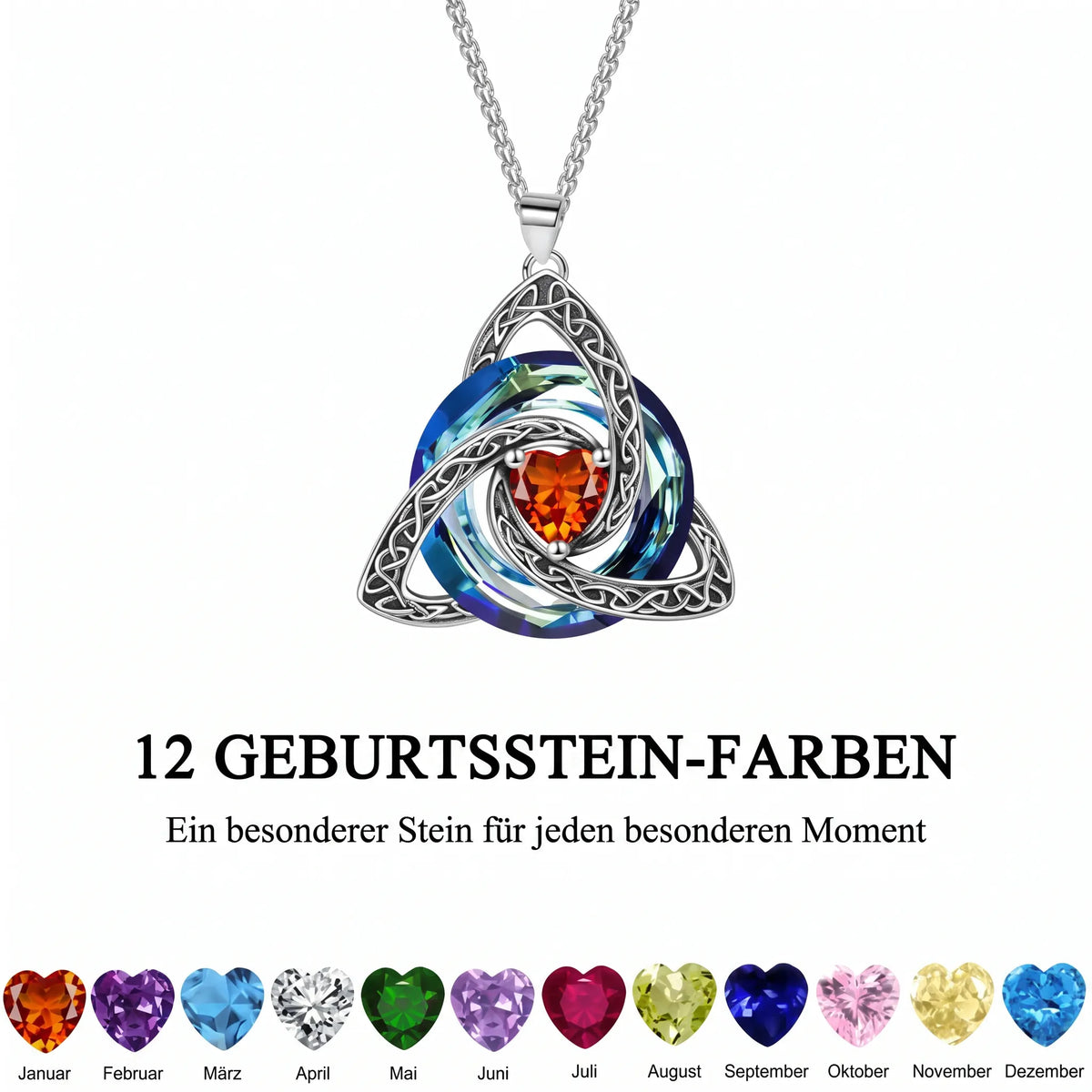 Collana con nodo della Trinità celtico e pietra portafortuna ✨