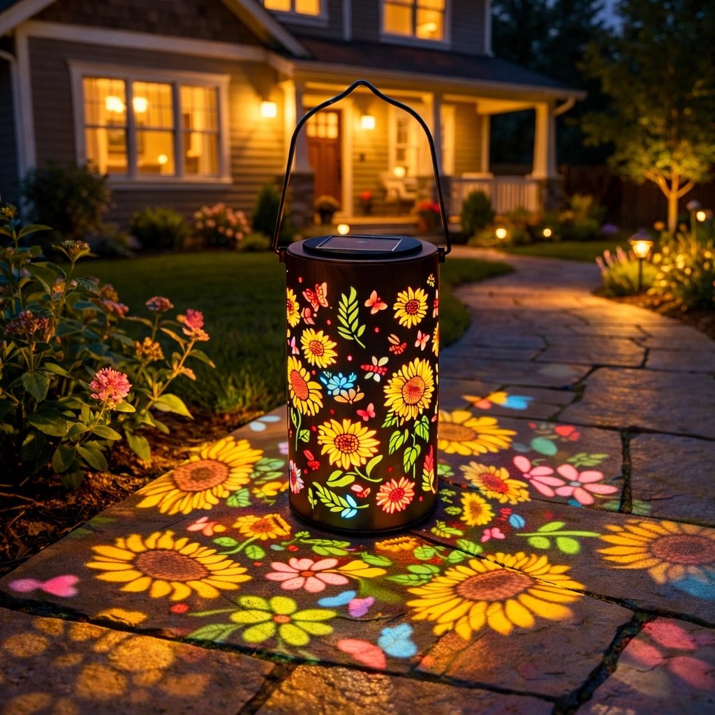 🌞 Lanterna da giardino solare e colorata, con effetto luminoso a girasole