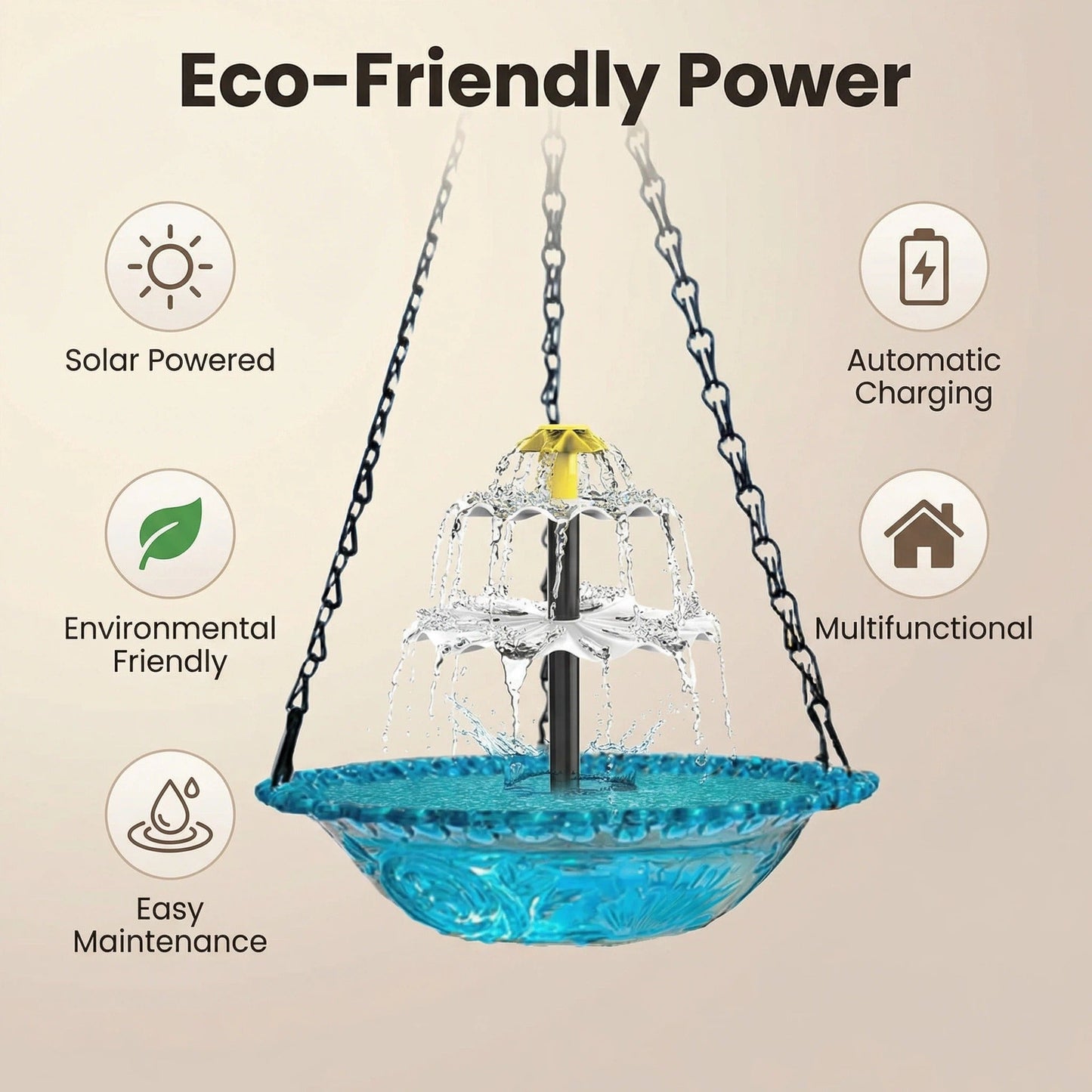🔥🔥Sconto del 70% per Capodanno - Fontana per uccelli sospesa a cascata solare