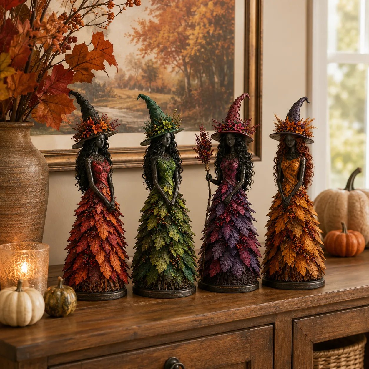 💥ULTIMO GIORNO SCONTO DEL 50% - 🧙 Statuetta Strega Autunno Incantato (📦Acquista 3, spedizione gratuita)