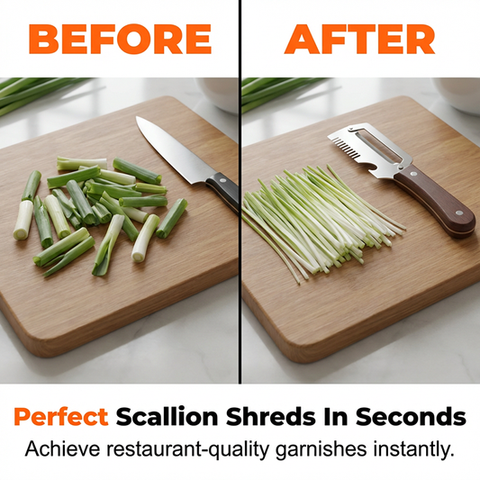 🔥ACQUISTA 2 E NE AVRAI 1 IN OMAGGIO!✨Utensile da cucina 3 in 1 per affettare e pelare il cipollotto